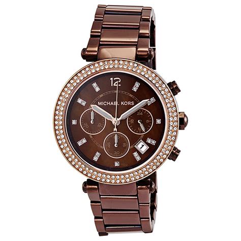 Michael Kors Parker Chronograph Chocolate Dial Ladies Watch 